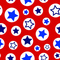 Fourth of July Seamless Vector Pattern Perfect Red White and Blue Stars Perfect for Surfaces, Backgrounds, Fabric, Wallpaper, Scrapbooking - 360760150