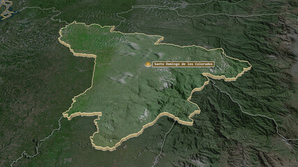 Santo Domingo de los Tsáchilas, Ecuador - extruded with capital. Satellite