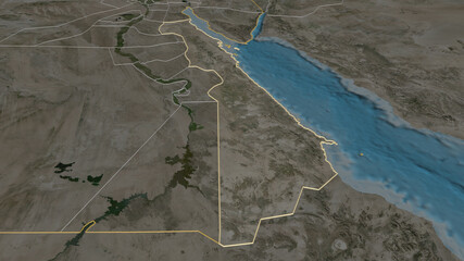Al Bahr al Ahmar, Egypt - outlined. Satellite