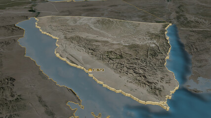 Janub Sina, Egypt - extruded with capital. Satellite