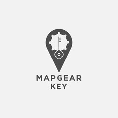 key map icon gear logo design vector