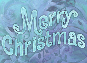 Hand drawn digital illustration with a cute merry christmas title for card designs