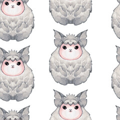 Hand drawn seamless digital illustration with a cute fairy magic creatures for wrapping paper designs