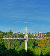 The Poya Bridge (Pont de la Poya) in Fribourg (Freiburg), Switzerland. With copy space for text.