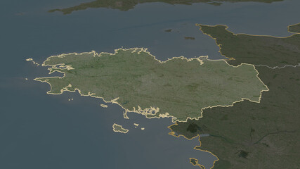 Bretagne, France - outlined. Satellite