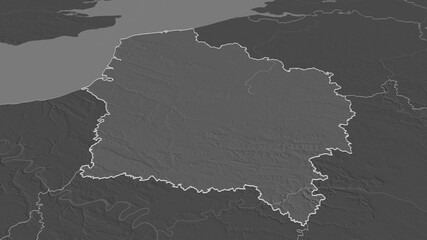 Hauts-de-France, France - outlined. Bilevel