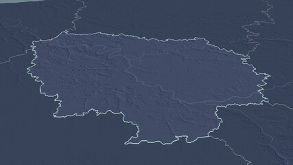 Île-de-France, France - outlined. Administrative