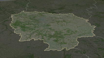 Île-de-France, France - outlined. Satellite © Yarr65