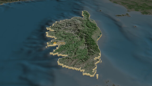 Corse, France - extruded with capital. Satellite