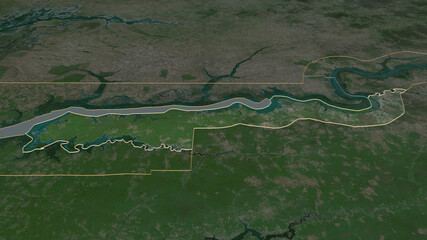 Lower River, Gambia - outlined. Satellite