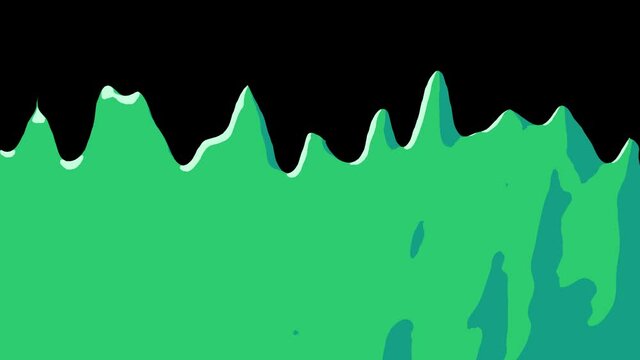 Flat gooey slimy lransition cartoon style animation snot flowing in  with alpha  transition 