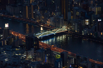 Obraz na płótnie Canvas Tokyo city at night, the vast metropolis spreads out to the horizon as viewed from the Skytower