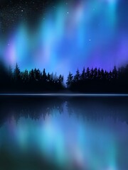 northern aurora's landscape reflected on water