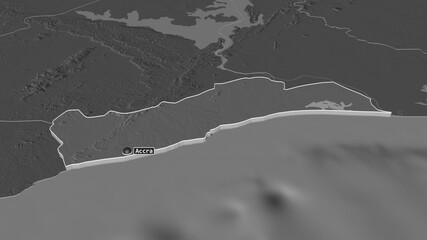 Greater Accra, Ghana - extruded with capital. Bilevel