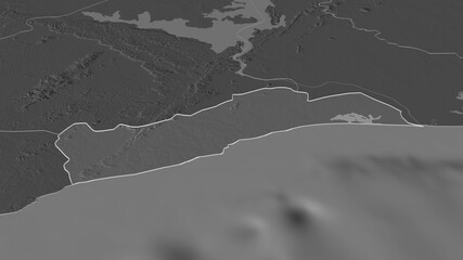 Greater Accra, Ghana - outlined. Bilevel