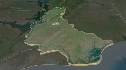 Volta, Ghana - extruded with capital. Satellite