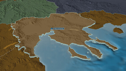 Central Macedonia, Greece - extruded with capital. Administrative