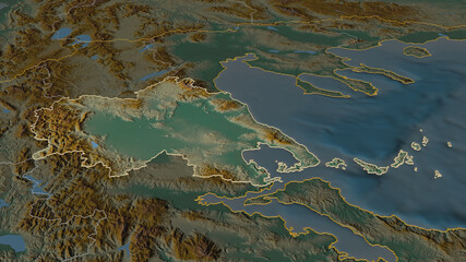 Thessaly, Greece - outlined. Relief