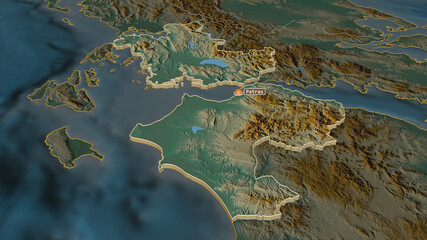 Western Greece, Greece - extruded with capital. Relief