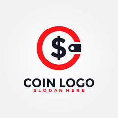 Vector Coin Logo Combination. Wallet logo - money logo. Creative Finance Logo Template Design.