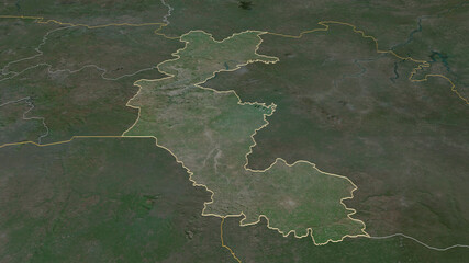 Faranah, Guinea - outlined. Satellite