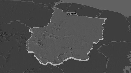 Upper Demerara-Berbice, Guyana - extruded with capital. Bilevel