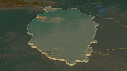 Upper Takutu-Upper Essequibo, Guyana - extruded with capital. Relief