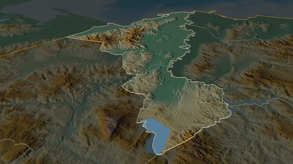 Cortés, Honduras - outlined. Relief