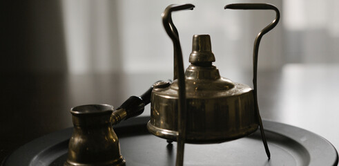 turkish coffee pot and stove