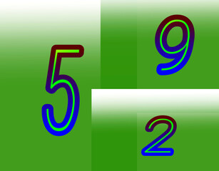  Numbers set in hand drawn , 3D style colorful design template , book or notepad cover design ,wallpaper , cards ,