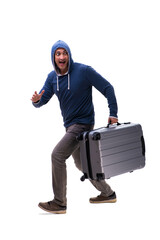 Young male bandit isolated on white