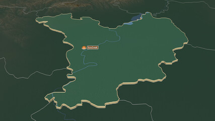 Jász-Nagykun-Szolnok, Hungary - extruded with capital. Relief