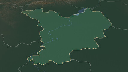 Jász-Nagykun-Szolnok, Hungary - outlined. Relief