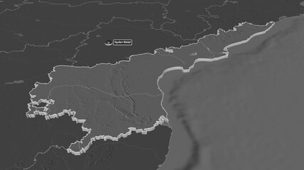Andhra Pradesh, India - extruded with capital. Bilevel