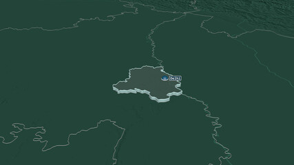 National Capital Territory of Delhi, India - extruded with capital. Administrative