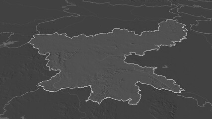 Jharkhand, India - outlined. Bilevel