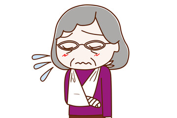 骨折して辛い高齢の女性