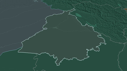 Punjab, India - outlined. Administrative
