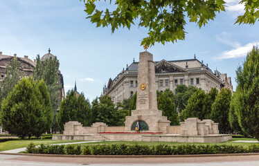Fototapeta na wymiar Szabadsag (Freedom) square with the Soviet memorial, Budapest