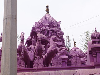 Hindu temple painted in purple, Bangalore, Karnataka, South India, India