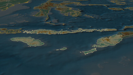 Nusa Tenggara Timur, Indonesia - outlined. Relief