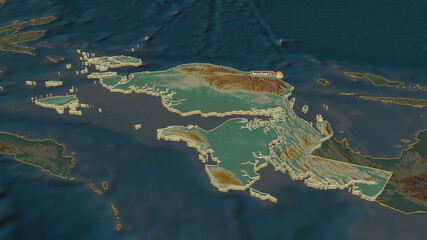 Papua Barat, Indonesia - extruded with capital. Relief