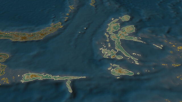 Maluku Utara, Indonesia - outlined. Relief