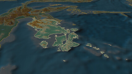 Sulawesi Tenggara, Indonesia - outlined. Relief