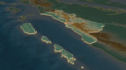 Sumatera Barat, Indonesia - extruded with capital. Relief