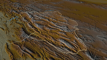 Chahar Mahall and Bakhtiari, Iran - outlined. Relief