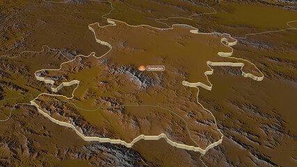 Hamadan, Iran - extruded with capital. Relief