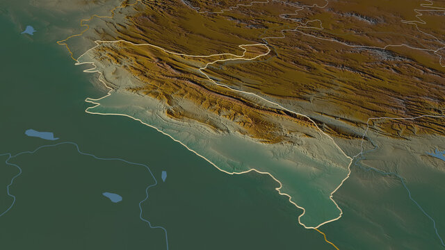 Ilam, Iran - outlined. Relief