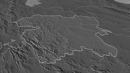 Kordestan, Iran - outlined. Bilevel
