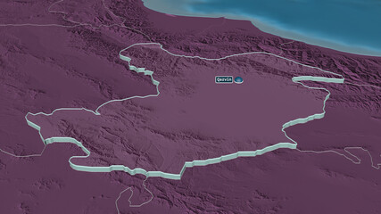 Qazvin, Iran - extruded with capital. Administrative
